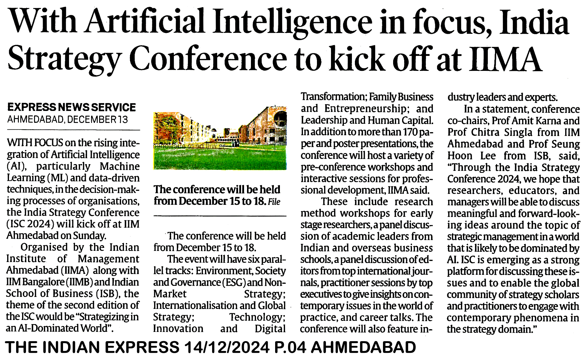 With Artificial Intelligence in focus, India Strategy Conference to kick off at IIM-Ahmedabad