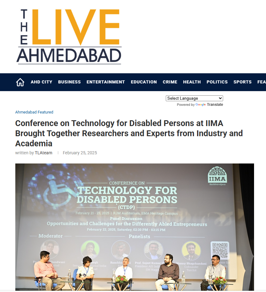 Conference on Technology for Disabled Persons at IIMA Brought Together Researchers and Experts from Industry and Academia