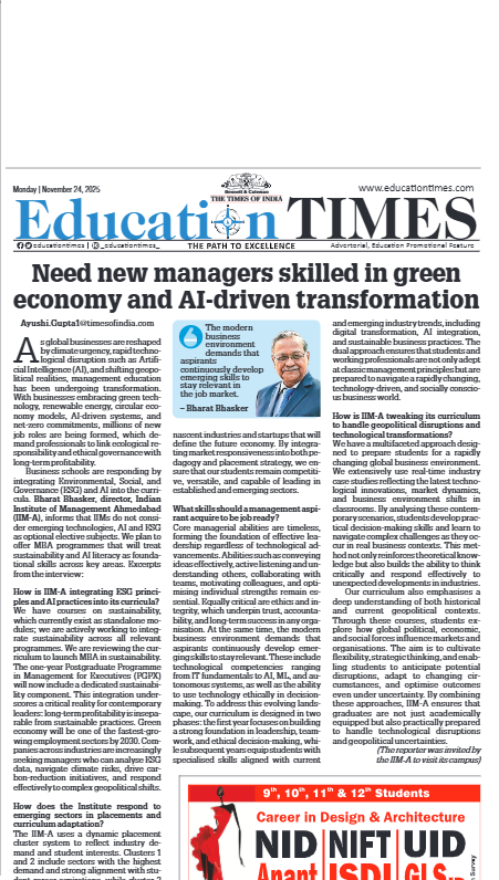 Need new managers skilled in green economy and AI-driven transformation