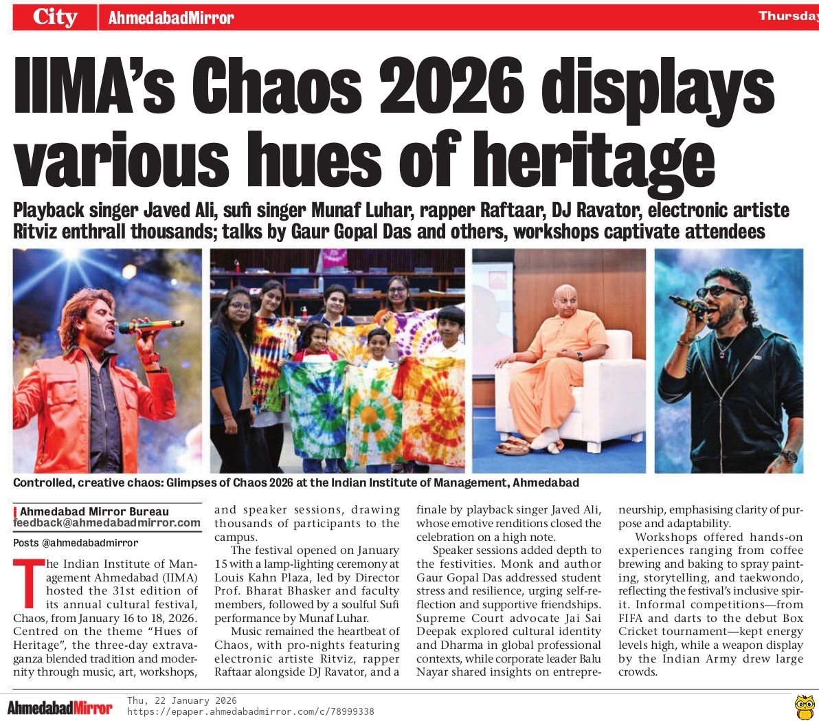 IIMA’s Chaos 2026 displays various hues of heritage