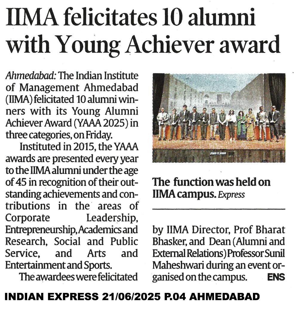 IIMA Felicitates 10 alumni with Young Achiever award
